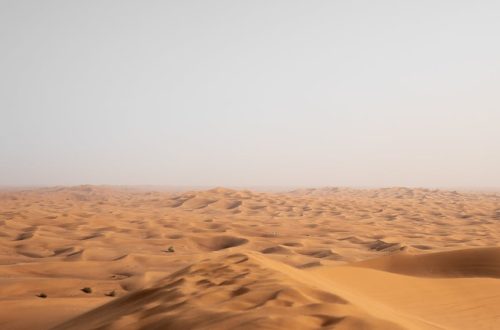 Explore the vast and serene sand dunes of the Dubai desert captured beautifully at sunset.