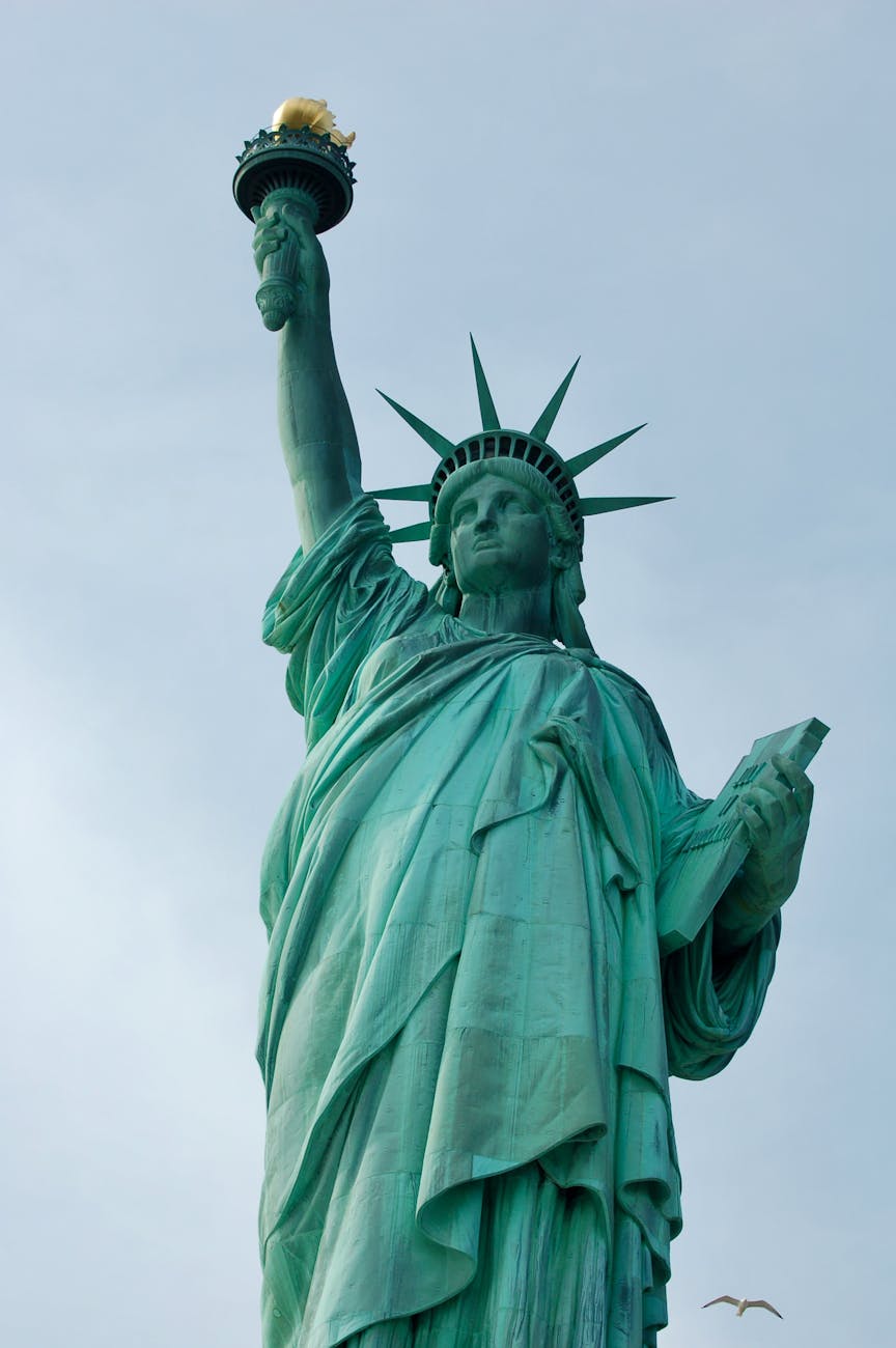 Close-up view of the iconic Statue of Liberty in New York, symbolizing freedom.